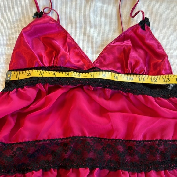 Secret Treasures Babydoll Hot Pink Polyester with Lace Size Medium - Picture 11 of 13